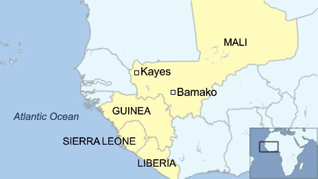 Map of Mali, Africa.